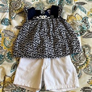 PLACE blue floral top and white shorts